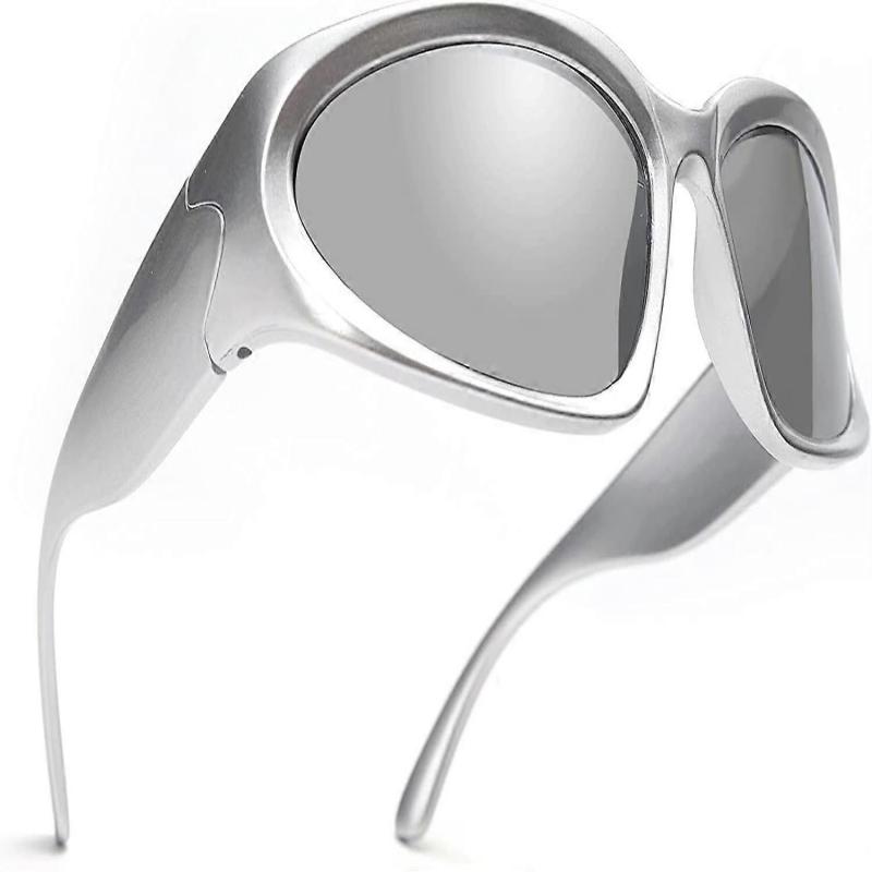 Wrap Around Fashion Sunglasses for Men Women Trendy Swift Oval Dark Futuristic Sunglasses Shades Glasses Eyeglasses