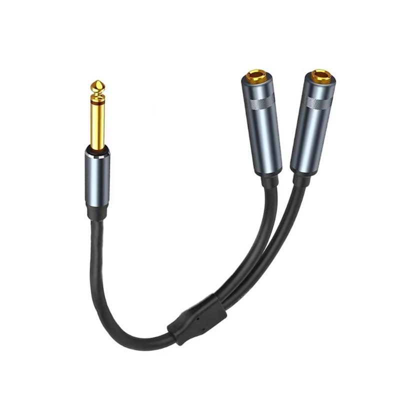30Cm Long 6.5mm Mono Sound Y Cable Splitter Adapter Cord Line For Double Output To Amplifiers And PA Systems