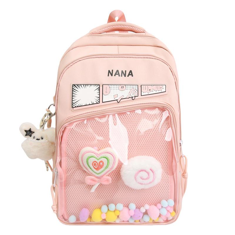 Schoolbag Light Pain Bag School Bag Large Capacity Backpack Ultra Light Girls Bag Pain Bag Junior High School Second Dimensional Girls Wind Backpack