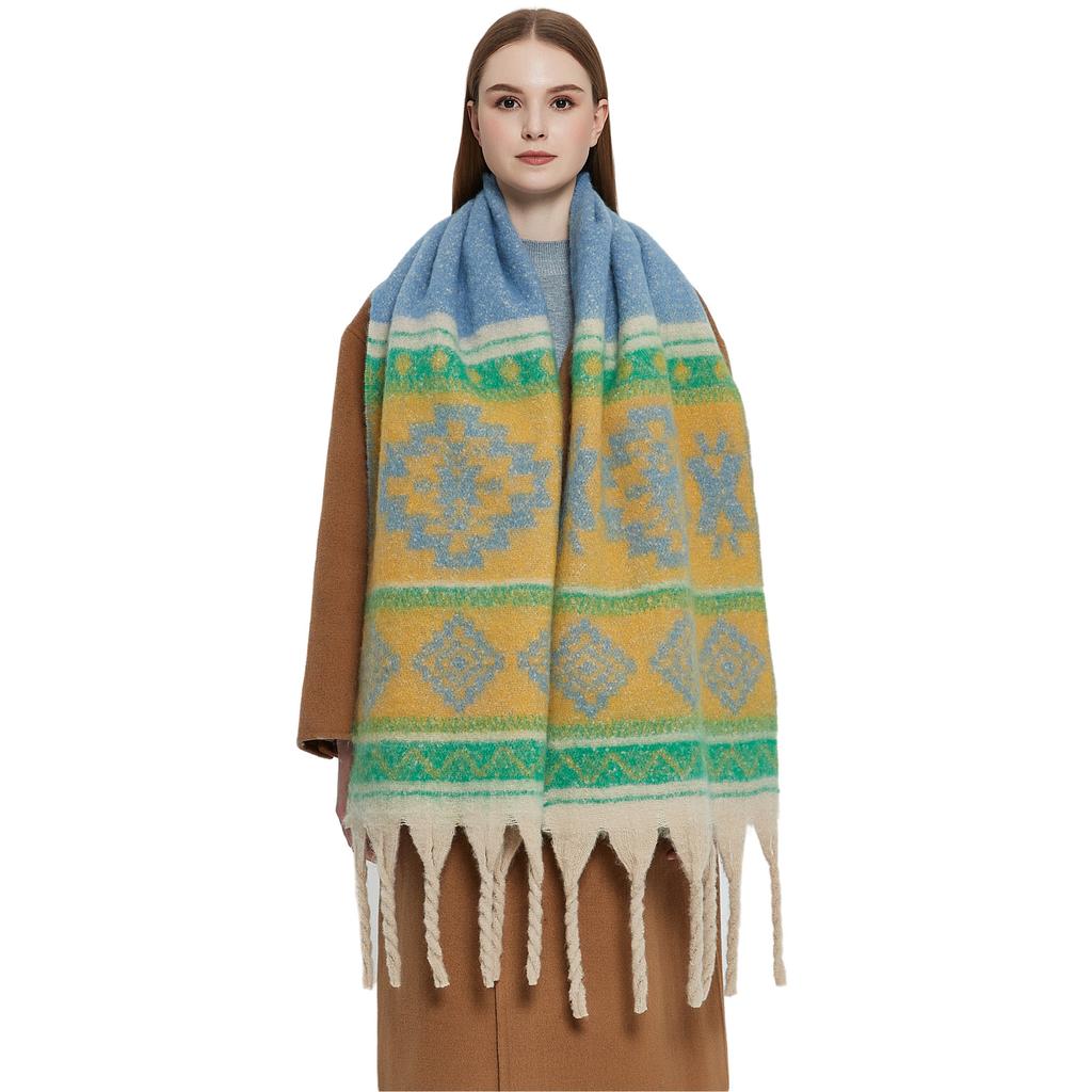 European And American Autumn And Winter New Style Long Tassel Double-Sided Thick Loop Yarn Thick Tassel Scarf Shawl Cape