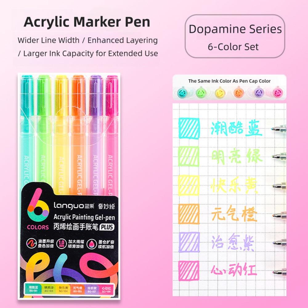 6Colors/Set DIY Album Card Acrylic Painting Brush 1.0mm Tip Color Graffiti Pen Marker Pen