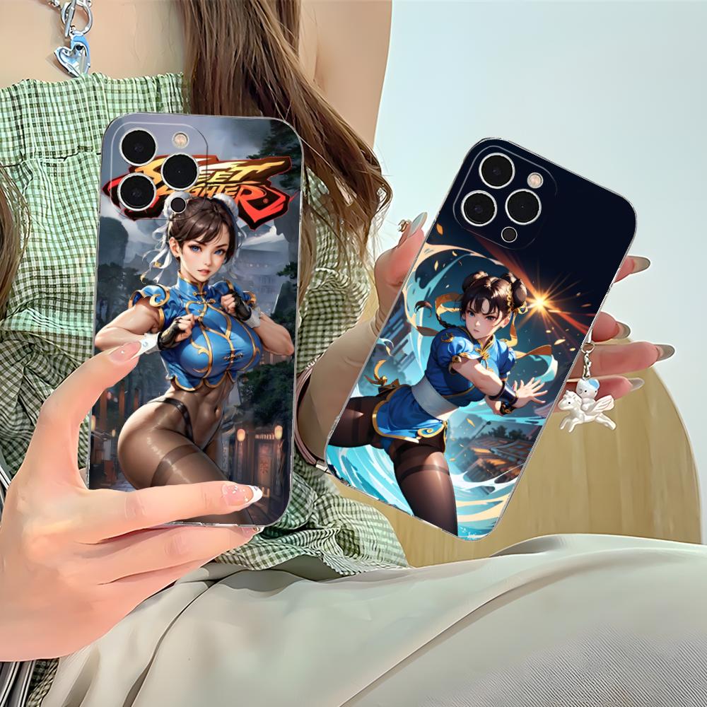 Custodia per Telefono Street Fighter Chunli per iPhone 17 16 15 14 13 12 11 X XR XS Air Pro Max Plus Mini Trasparente Colorata Copertura Cover Lusso