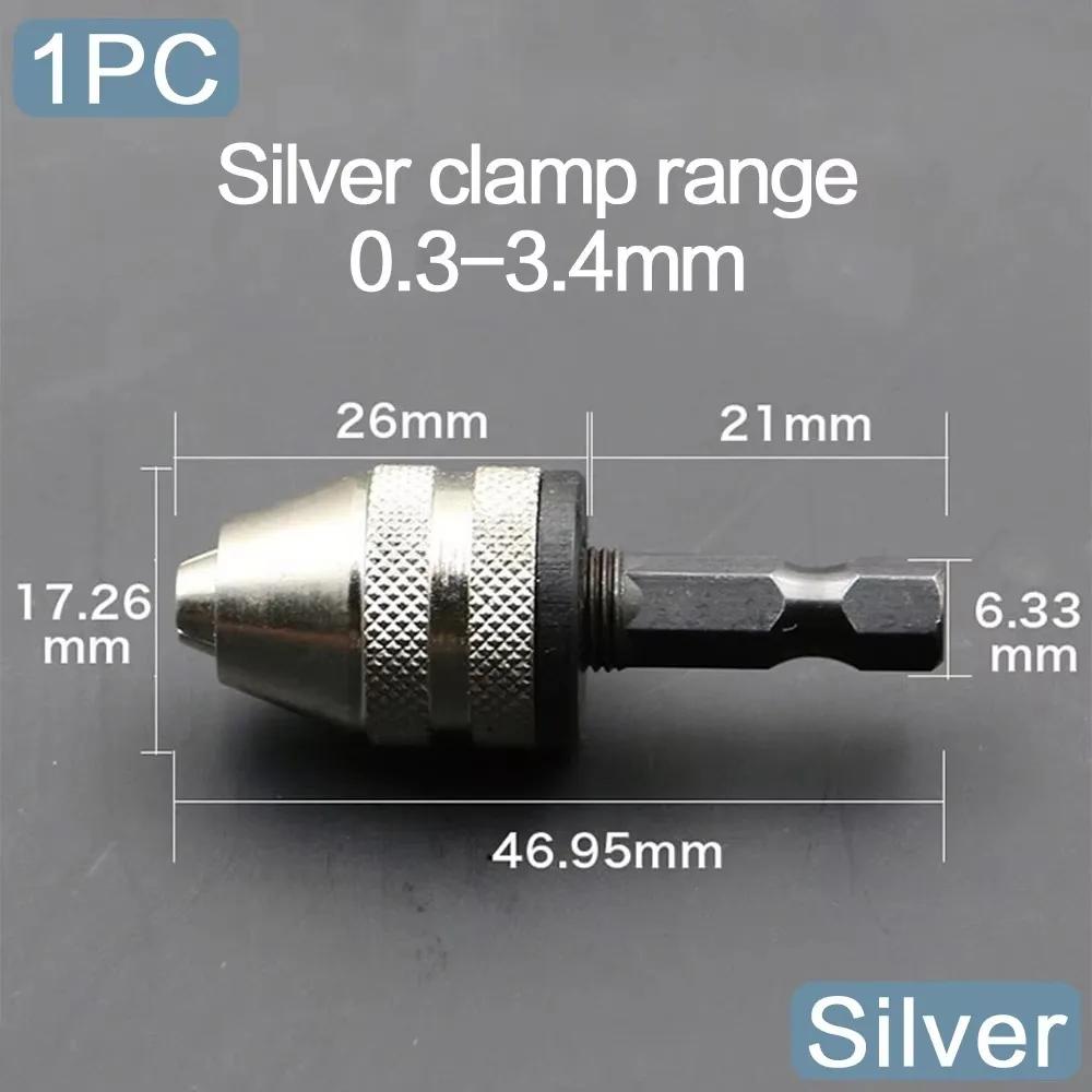 

STONEGO Keyless Drill Chuck Conversion Tool 0.3-10mm Keyless Conversion Chuck Adapter with 1/4-Inch Hex Shank