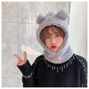 Cute Bear Ears Beanies Women Winter Head Hood Scarf Hat Cap Thicken Cozy Warm Bonnet Female Lamb Balaclava Riding Bobble Hat