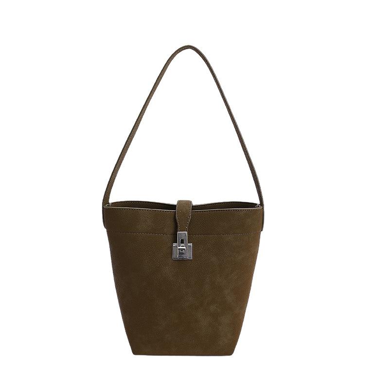 Premium sense retro matte bag women's 2025 new commuter versatile shoulder underarm bag portable tote bucket bag