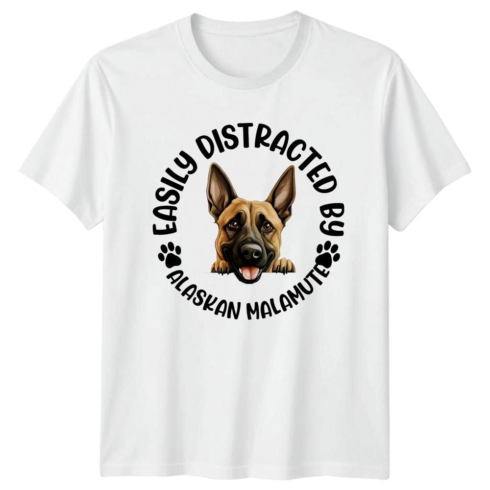 Alaskan Malamute Easily Distracted By Unisexs TShirt Unisexs Tee Graphic Top S