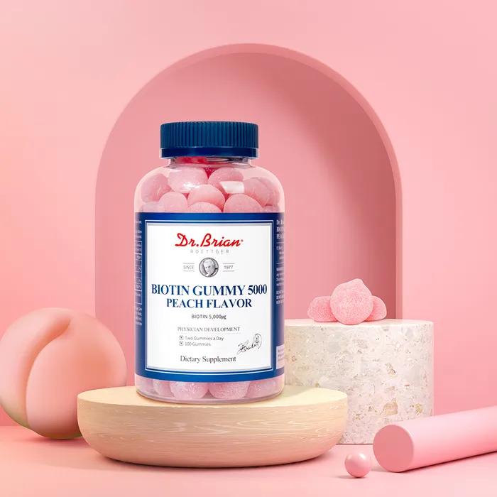 DR. Brian Biotin Gummies 5000 Pfirsichgeschmack (100 Gummibärchen) X 5