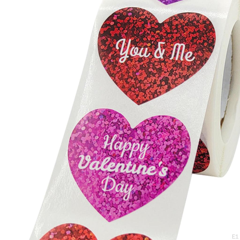1 Roll Heart Shape Decorative Stickers Valentine's Day Decor Gift Card Tags Birthdays Sealing Labels