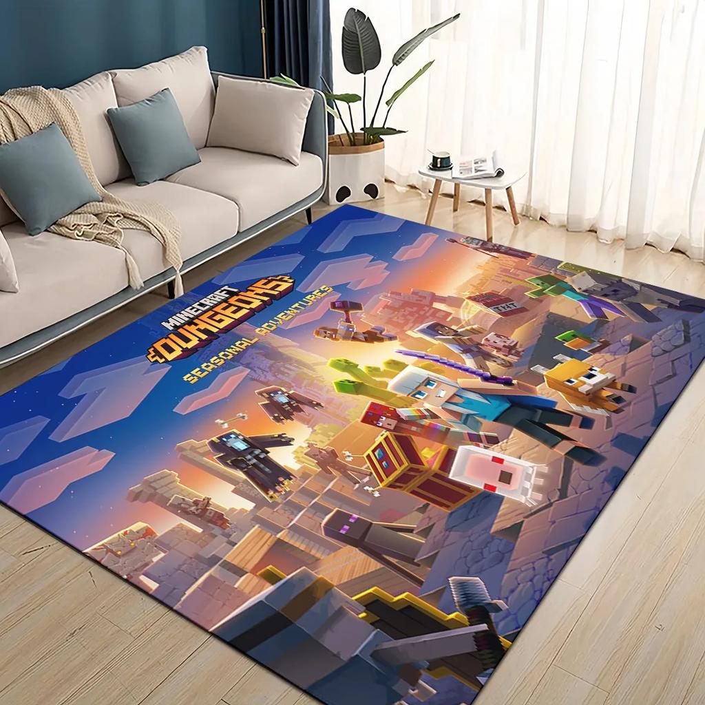 3D S-Sandbox Game  Cartoon Area Rug Large,Carpet Rug for Living Room Bedroom Sofa Doormat Decoration,kid Play Non-slip Floor Mat