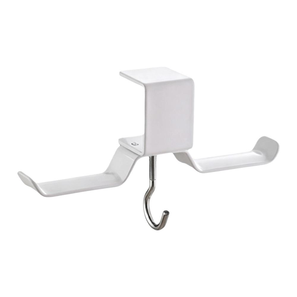 1Pc No Drill Desk Side Hanger Dual Hook Table Edge Storage Hook Desk Side Bag Hook  Study Room