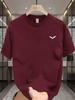 Men's Summer Short-sleeve Crew Neck Casual T-shirt with a Simple Wing Pattern Print, Suitable for Workouts, Featuring a Humorous Design