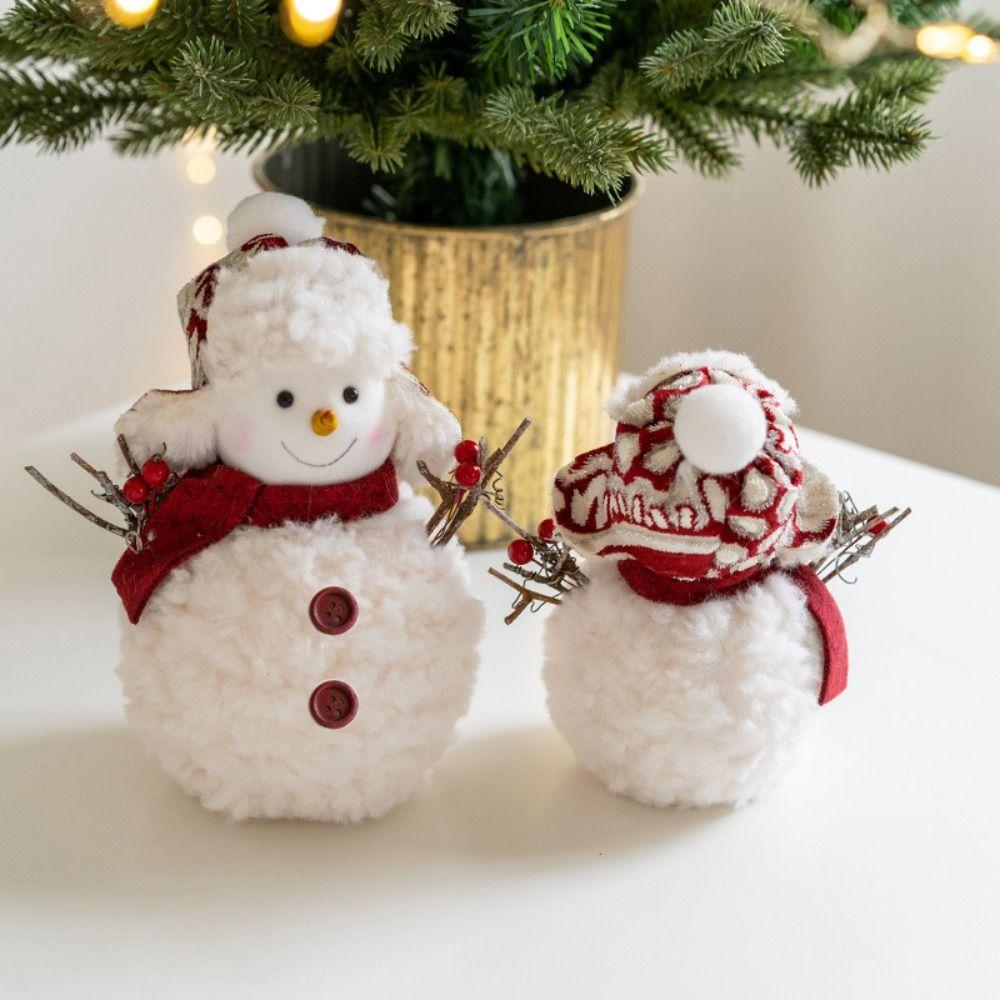 Round Hat Christmas Snowman Ornaments Knitted Snowman Statue Cute Xmas Decoration  Festivals