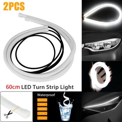 2 Pcs 60cm Car Led Drl Light Strip 6000k 12v Monochrome White Blue Red Yellow Daytime Running Lamp