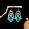 Bohemian Fringed Turquoise Earrings, Retro Minority Style Earrings, Personalized Temperament Earrings.