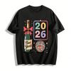 2026 New Year Party Themed Top Champagne Disco Element Festival Style Pure Cotton T-shirt