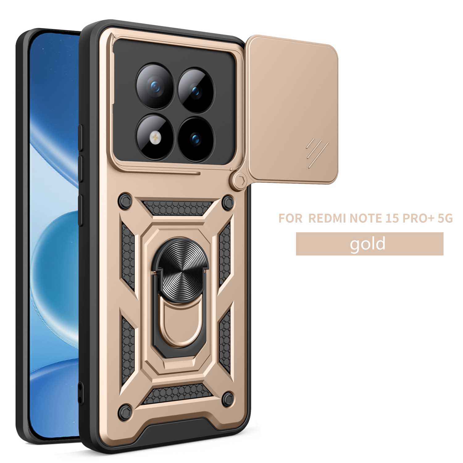Для Redmi Note 15 Pro Plus Бронированный Защитный Чехол с Магнитным Кольцом для Redmi Note15 Pro 5G 4G Note15 4G 5G Чехол для Телефона Redmi note 15 Pro 5G золотой