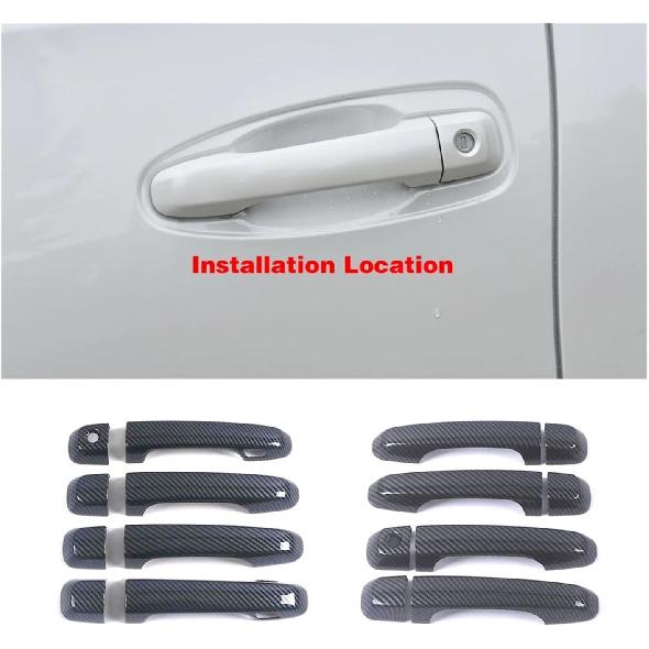 Exterior Parts Fit for Toyota 4Runner 4 Runner 2010 2022 Carbon Fiber Pattern Color Car Door Handle Cover Trim Sticker Accessory(No Smart Holes)