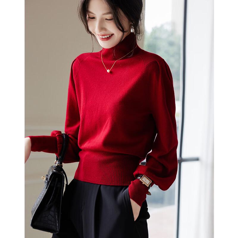 Demana Women's Merino Wool High-Neck Long Sleeve Sweater