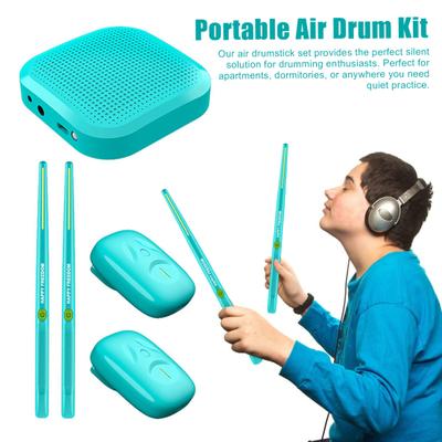 Virtual Electronic Drum Set Electric Pocket Air Drum Kit with Drumsticks Pedals Audio Converter for Adults Kids Beginners