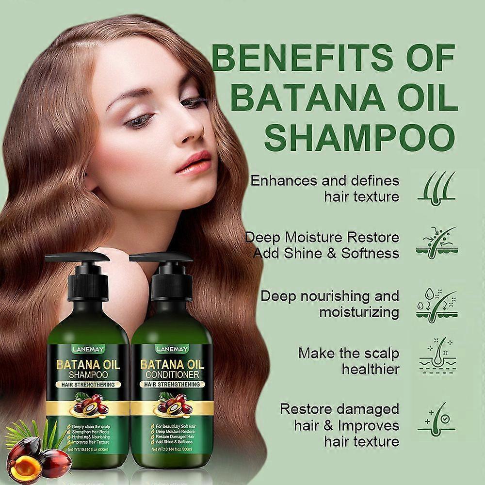 Batana Oil Shampoo & Conditioner Set for Thinning Hair & Hair Loss, Batana Oil for Hair Growth, Hair Strengthening, Hydarting & Nourishing, 300ML*2