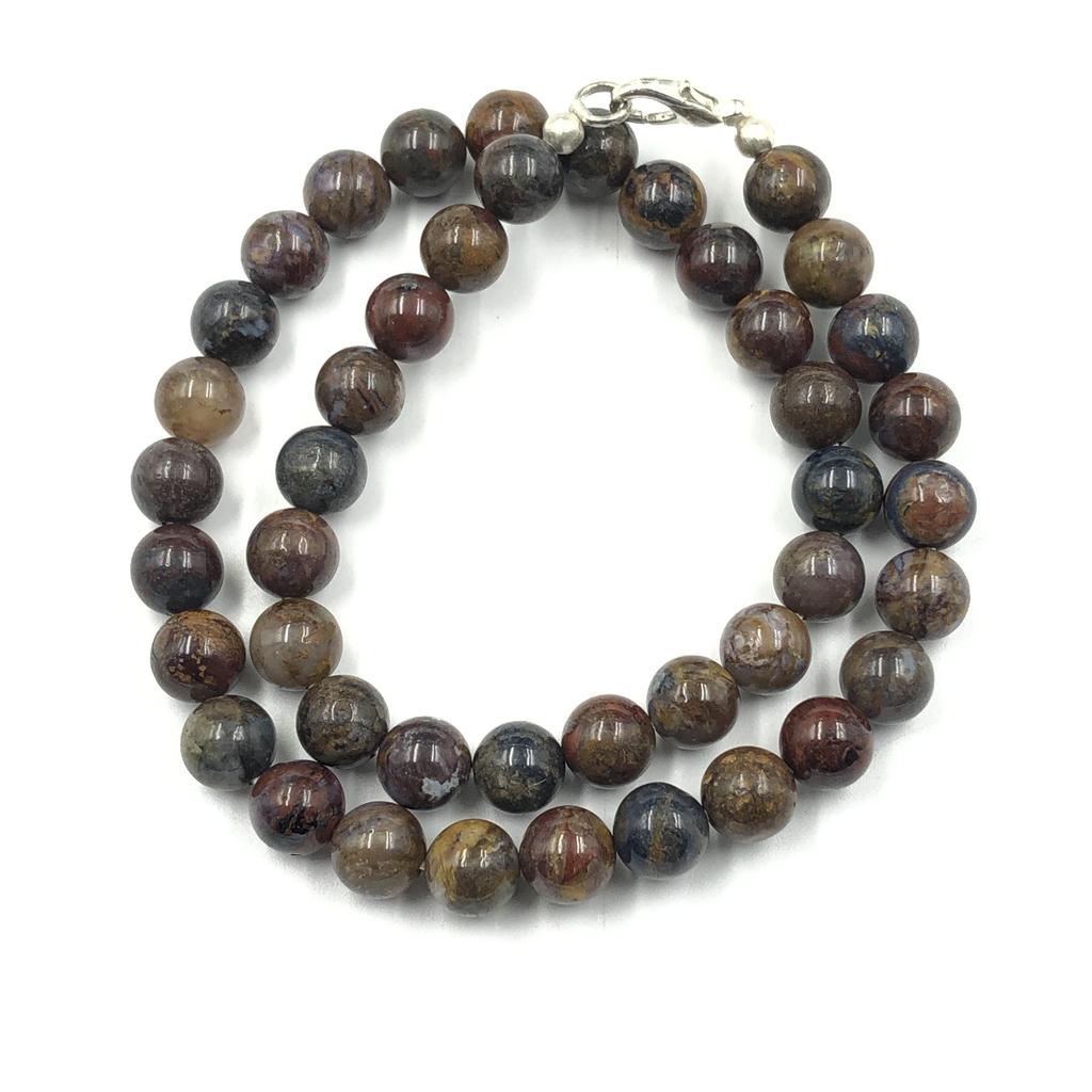 8mm Natural African Pietersite Gemstone Round Beads Handmade Jewelry Adjustable Choker Pretty Necklace 17-20" 8BN-54