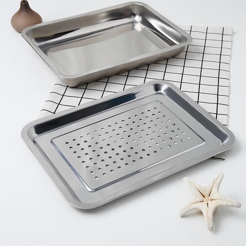 Stainless Steel Double-Layer Rectangular Draining Tray