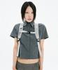 Hanahi Double Diagonal Zipper Backpack Gray