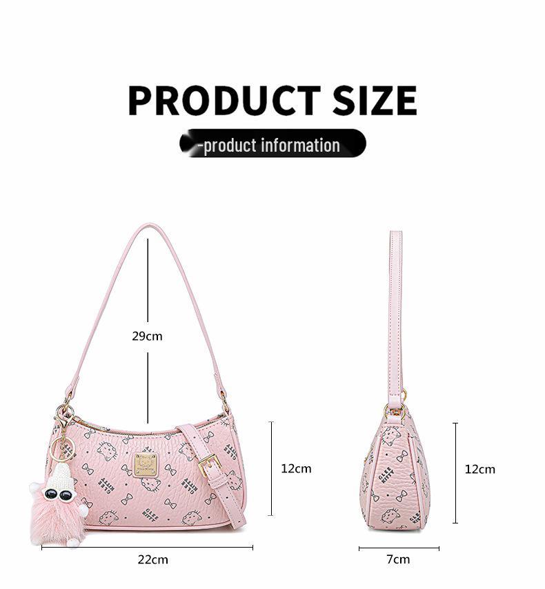 GLEE KITTY 2025 Fashion Dumpling Shoulder Bag - High-End, Simple Print, Commuter Style.