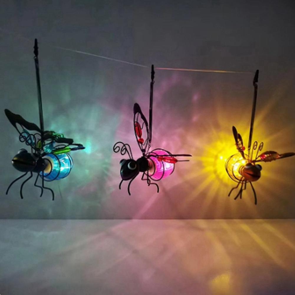 ABUL-Solar-Eisen-Insektenstatue mit LED-Lichterkette zum Aufhängen im Freien an Baum, Zaun, Hof, Innenhof, Gartendekoration