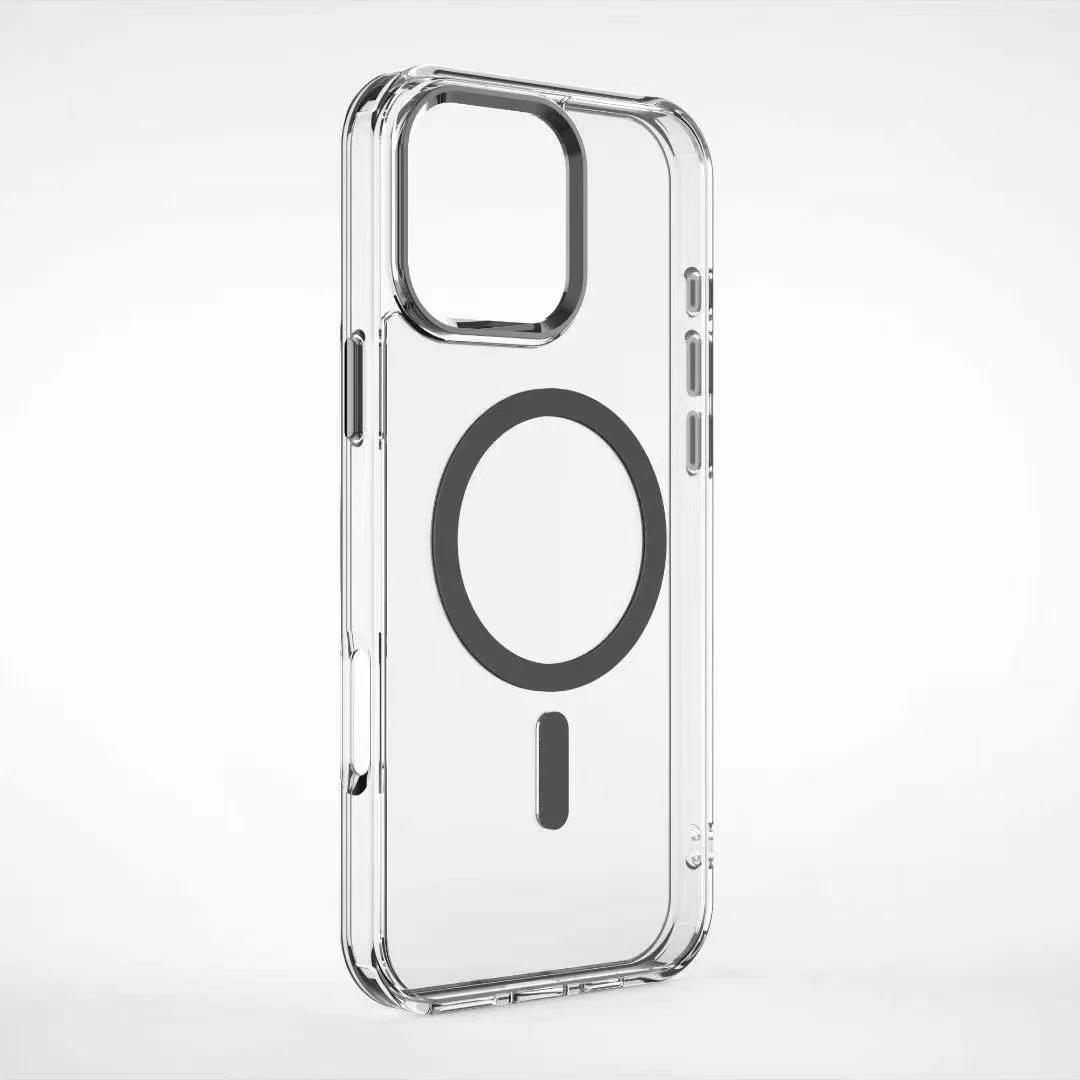 

Роскошный прозрачный чехол с магнитом для iPhone 16 14 13 12 11 15 Pro Max 16 Plus для беспроводной зарядки Magsafe, противоударная прозрачная крышка iPhone 16Pro