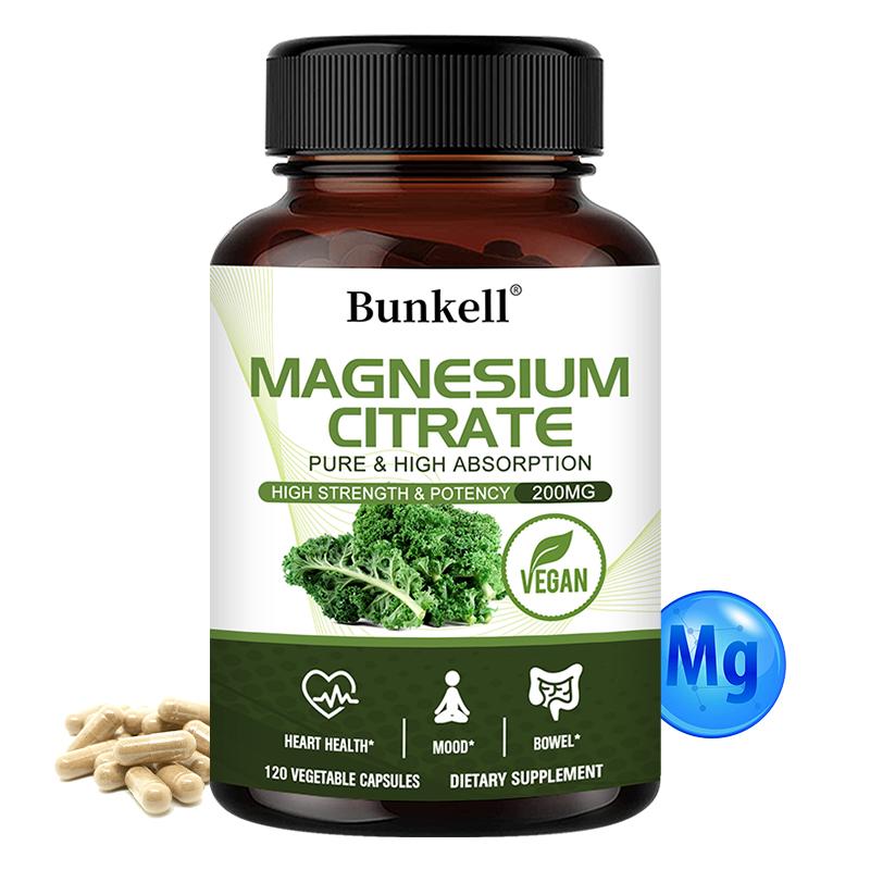 Magnesiumcitrat Nahrungsergänzungsmittel, Rein, Hohe Absorption, 120 Kapseln pro Flasche
