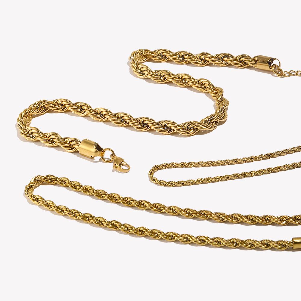 Minimalistisches Basic Goldfarbe Gedrehte Seilkette Choker Halsketten Für Frauen Edelstahl Schmuck Goldene Halskette