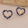 Cute Female Stone Pink Blue Zircon Love Heart Stud Earrings Gold Color Wedding Jewelry For Women