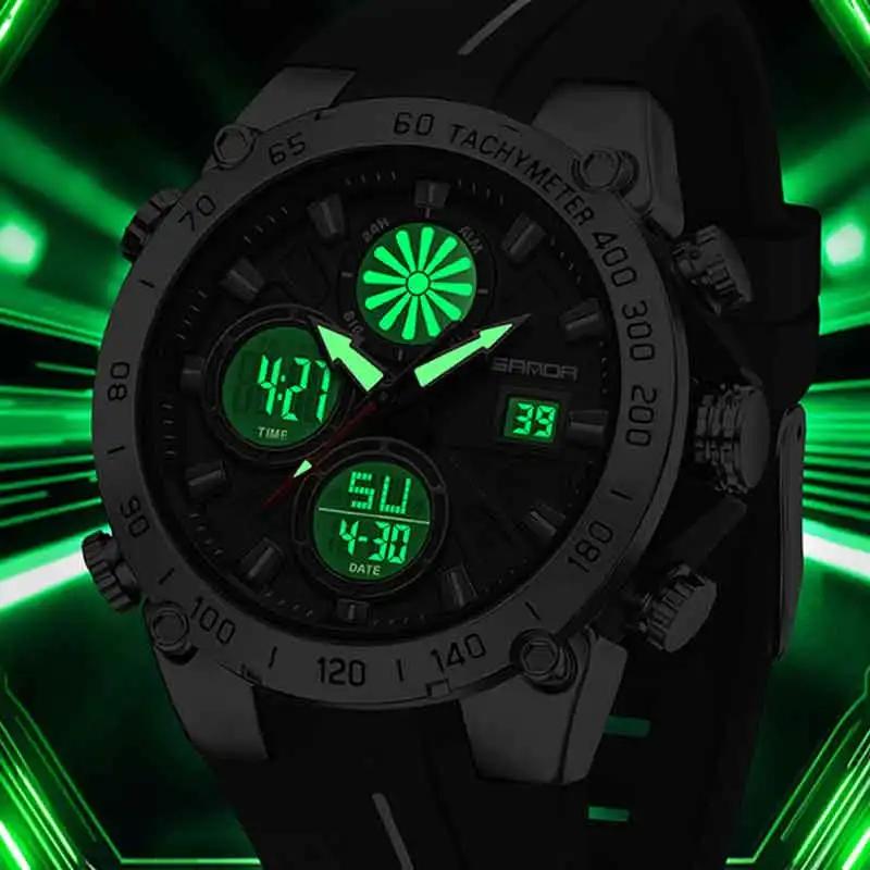 Top Fashion Men's Sports Watch Waterproof LED Analog Digital Dual Display Electronic Clock Stopwatch Men Quartz Wristwatch