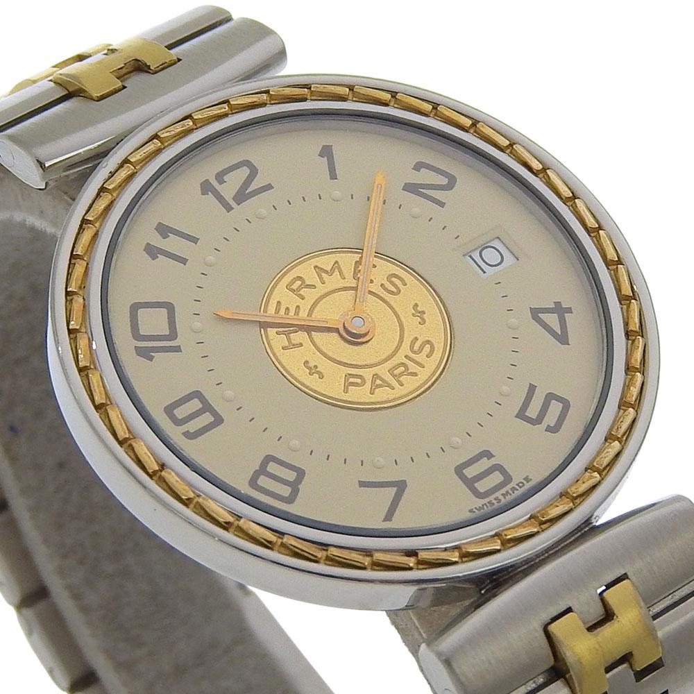 HERMES Serie Watches IvoryDial Stainless Steel Quartz Analog display unisex Used