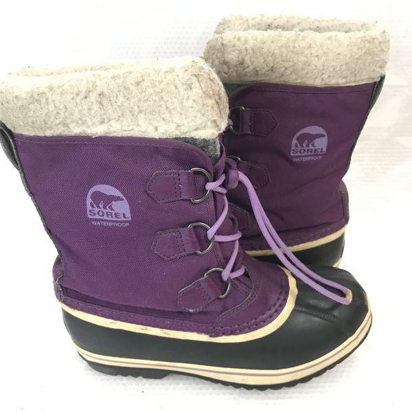 Canada SOREL Snow Boots 24.0 Purple Waterproof Inner Liner(USED)