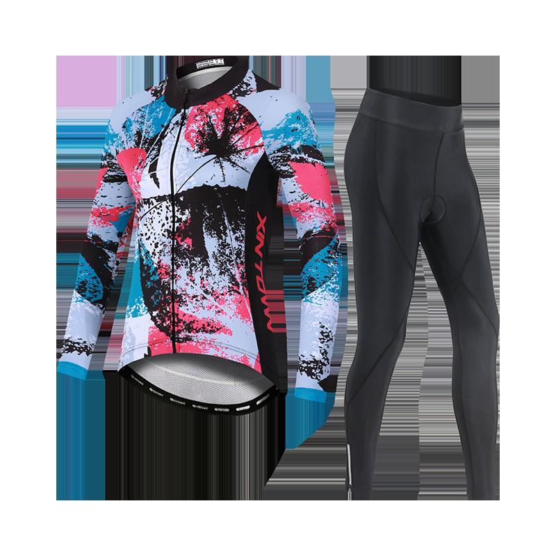 Womens Cycling Jersey Set Long Sleeve Bicycle Clothing Road Riding