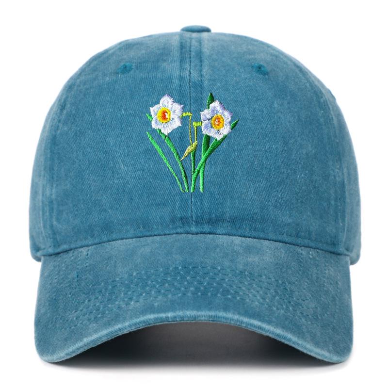 Men's Retro Washed Cotton Embroidered Distressed Dad Baseball Cap with Soft Brim