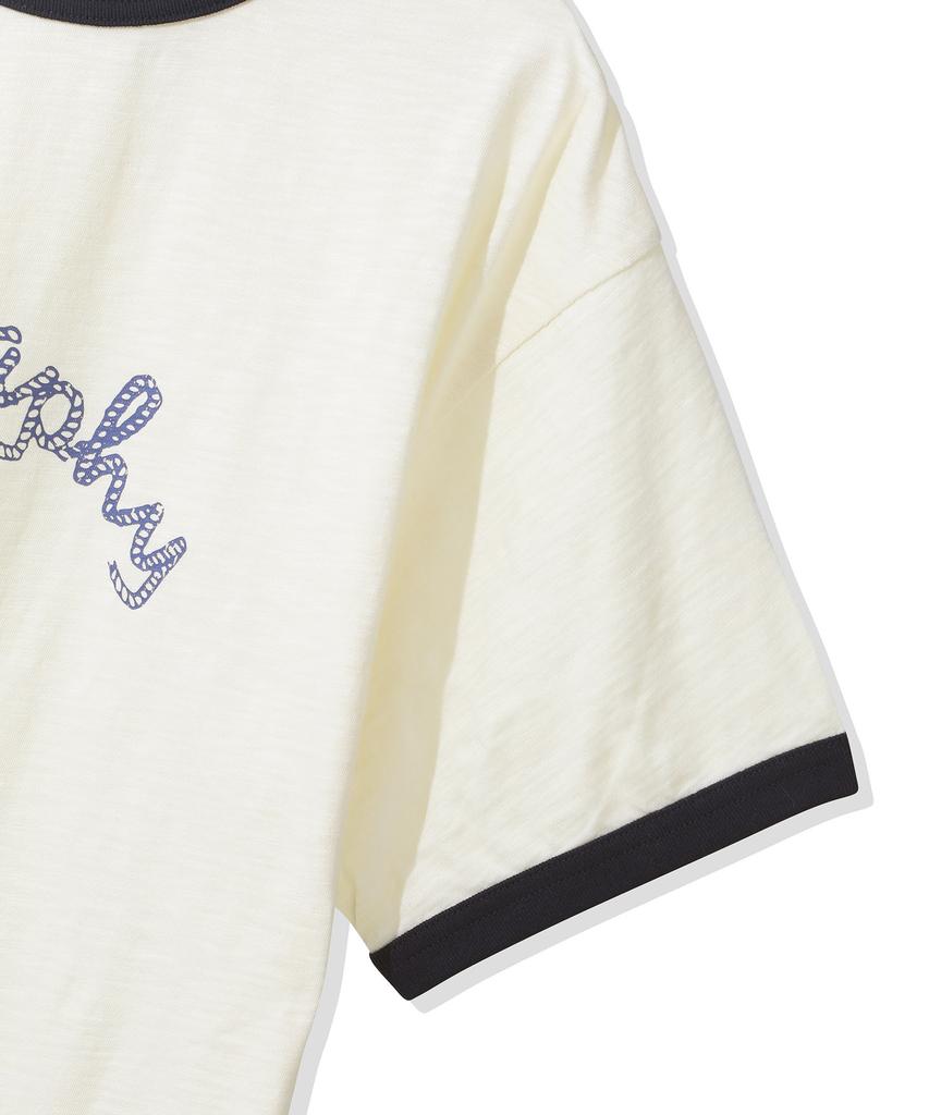 CGP Surfer Cat Ringer Short Sleeve T-Shirt - Cream