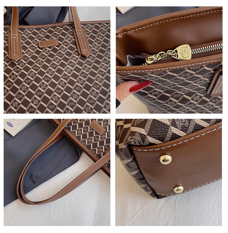 Bolso Tote de Alta Gama para Mujer con Estampado de Diamantes: Bolso de Hombro y Mano de Gran Capacidad Ligero de Lujo Tendencia 2025