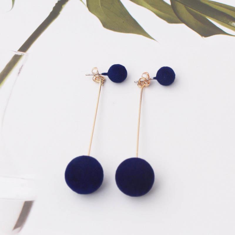 Artificial Hair Ball Drop Earrings for Women Winter Round Long Tassel Earrings Statement Red Black Ear Jewelry