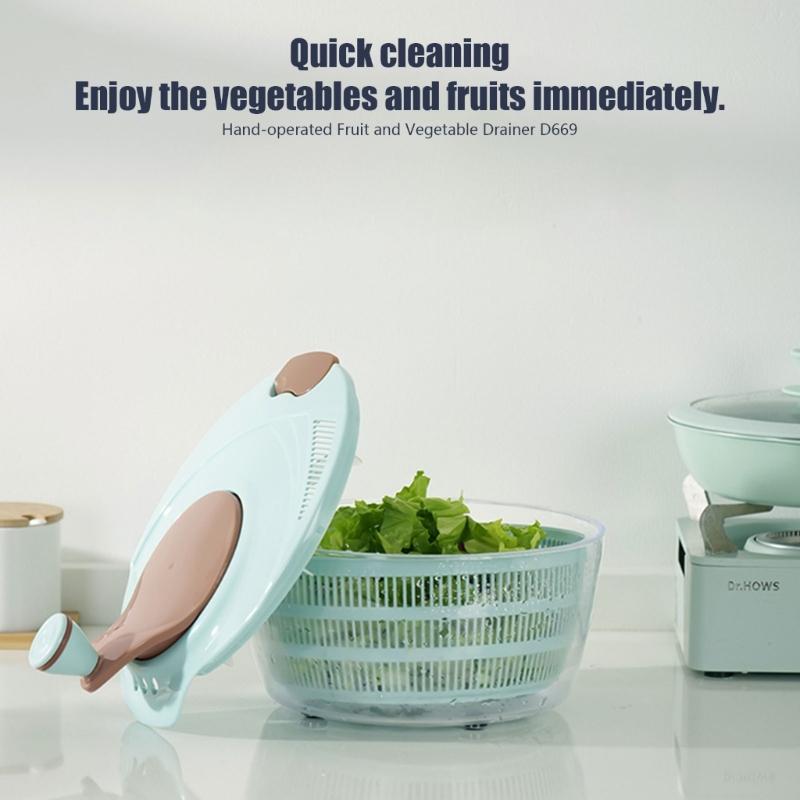 Salad Spinner with Clear Serving Bowl Lettuce Dryer Spinner Fruit and Veg Wash Drainer 25cm for Salad Preparation