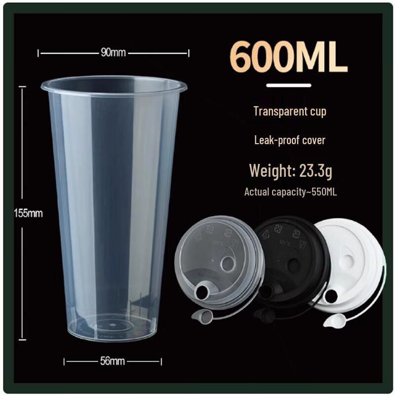 Disposable PP Milk Tea Cups with Lids and Straws