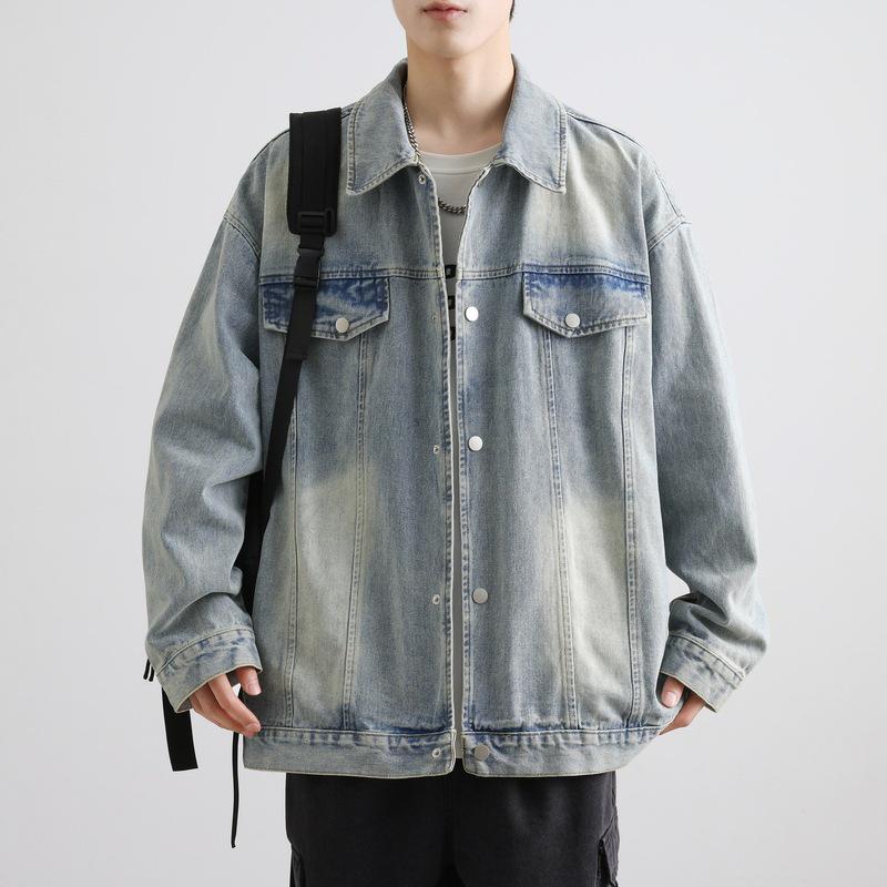 Autumn/Winter Retro American Lapel Denim Jacket - Loose Fit, High-End Workwear Style