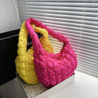 Cotton Padded Bag Quilted Check Commute Bag Large Capacity Solid Color Casual Fashion Simple Nylon Elegant for Shopping Travel