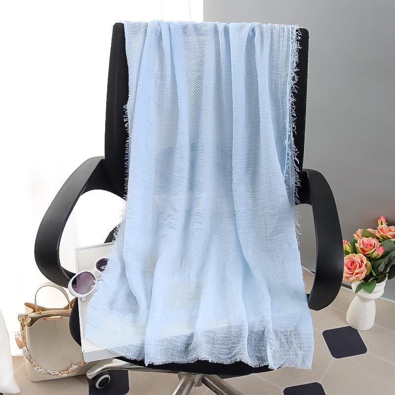 Sciarpa grande da donna in cotone e lino di colore puro: Foulard musulmano primaverile/estivo, telo mare, scialle con protezione solare