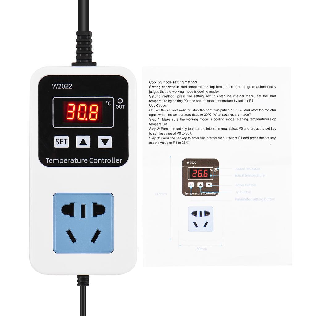 1500W 110-220V 10A Electronic Temperature Humidity Controller Socket Wall Mounted Smart Temperature Humidity Control Switch Fuel Injectors 6