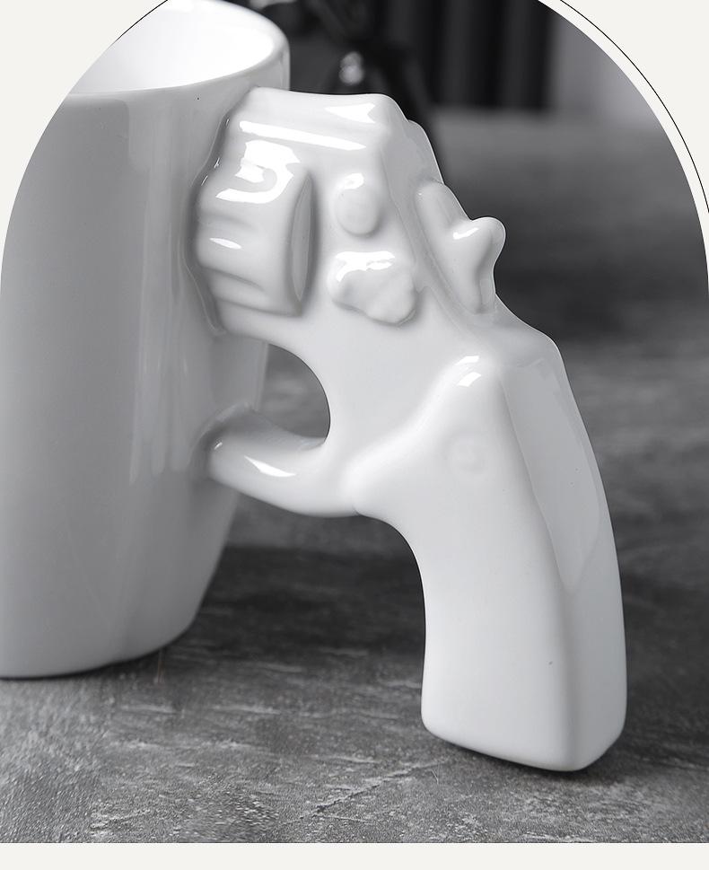 Military Style Explosion-Proof Ceramic Mug: Creative Revolver-Shaped Coffee Cup with Large Capacity