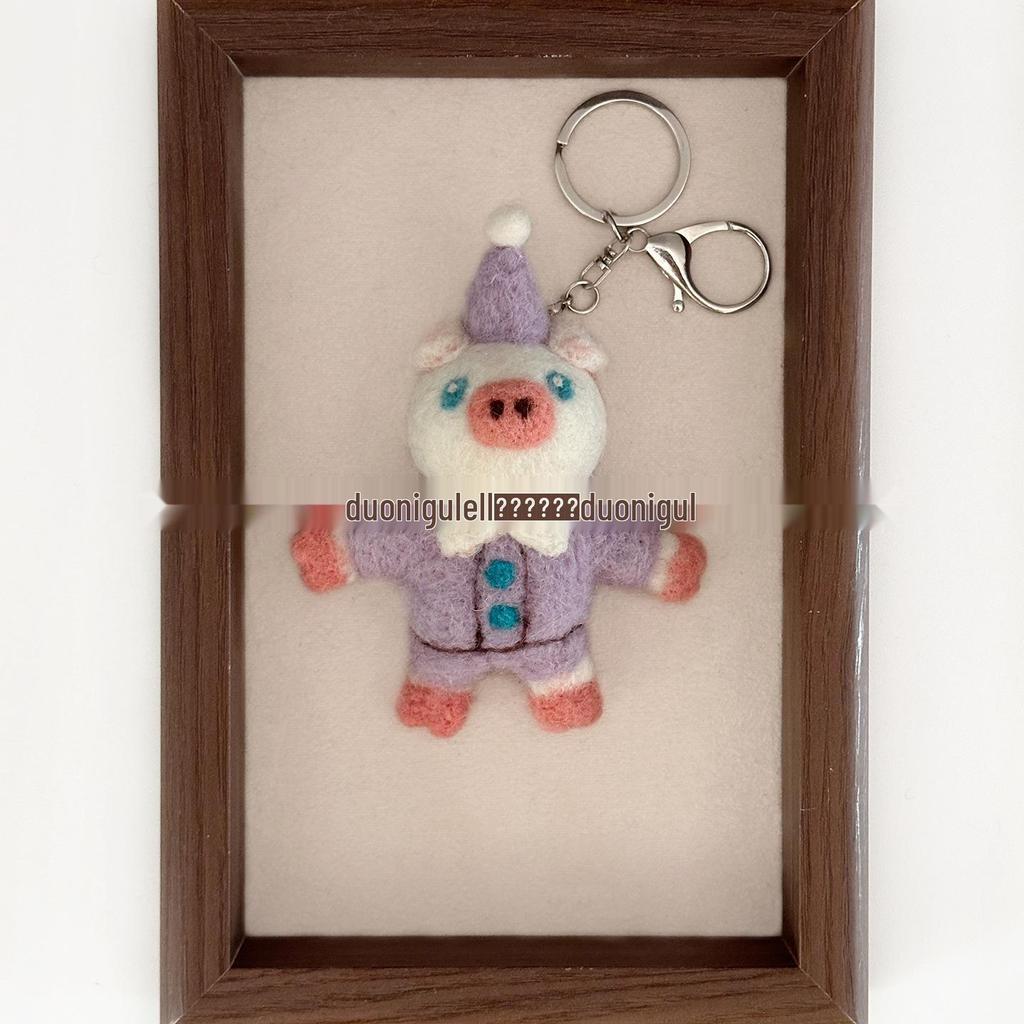 Handmade Wool Felt Cute Pig Ornament Keychain and Bag Charm