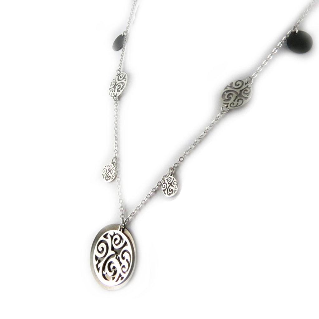 Altesse [L0372] - Black 'Choreography' Steel Necklace